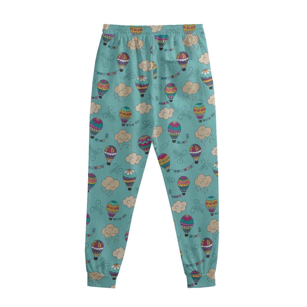 Cartoon Air Balloon Pattern Print Sweatpants