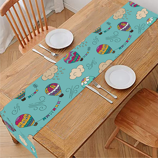 Cartoon Air Balloon Pattern Print Table Runner