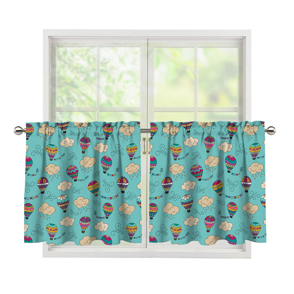 Cartoon Air Balloon Pattern Print Tier Curtains