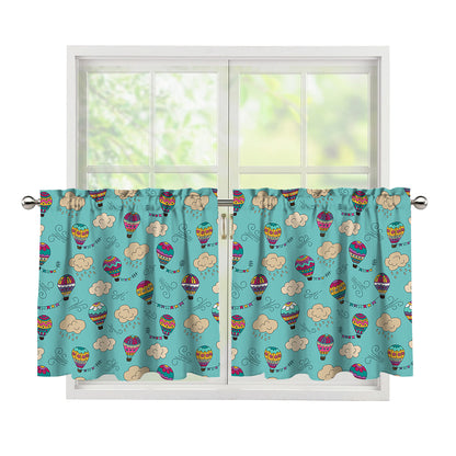 Cartoon Air Balloon Pattern Print Tier Curtains
