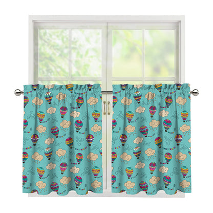 Cartoon Air Balloon Pattern Print Tier Curtains