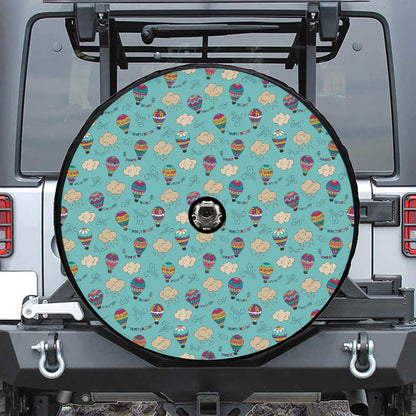 Cartoon Air Balloon Pattern Print Tire Cover With Camera Hole