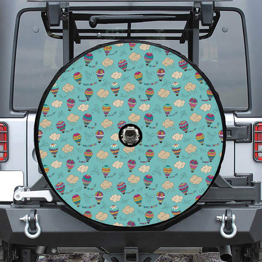 Cartoon Air Balloon Pattern Print Tire Cover With Camera Hole
