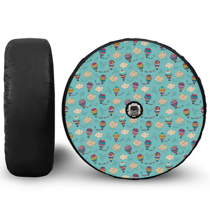 Cartoon Air Balloon Pattern Print Tire Cover With Camera Hole