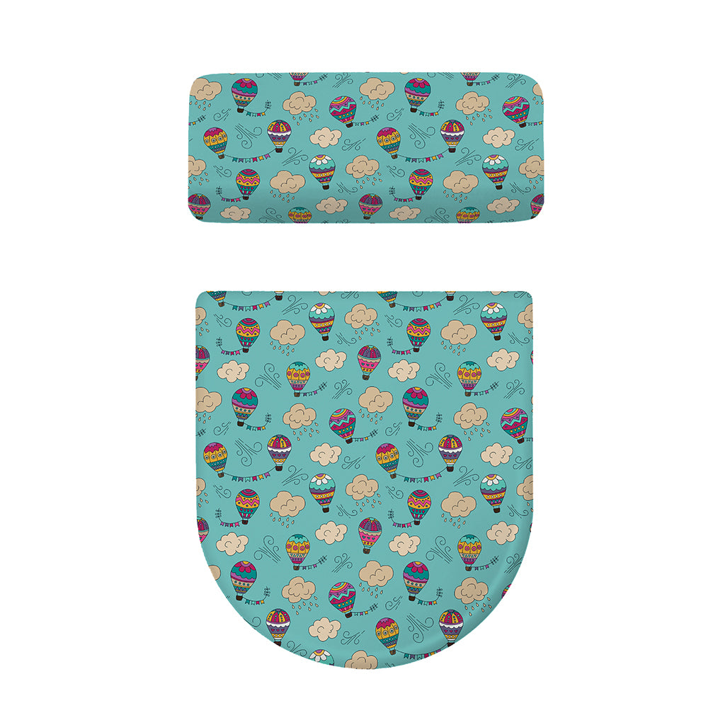 Cartoon Air Balloon Pattern Print Toilet Lid And Tank Cover Set