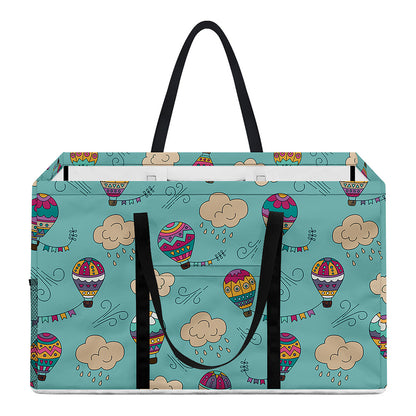 Cartoon Air Balloon Pattern Print Utility Tote Bag