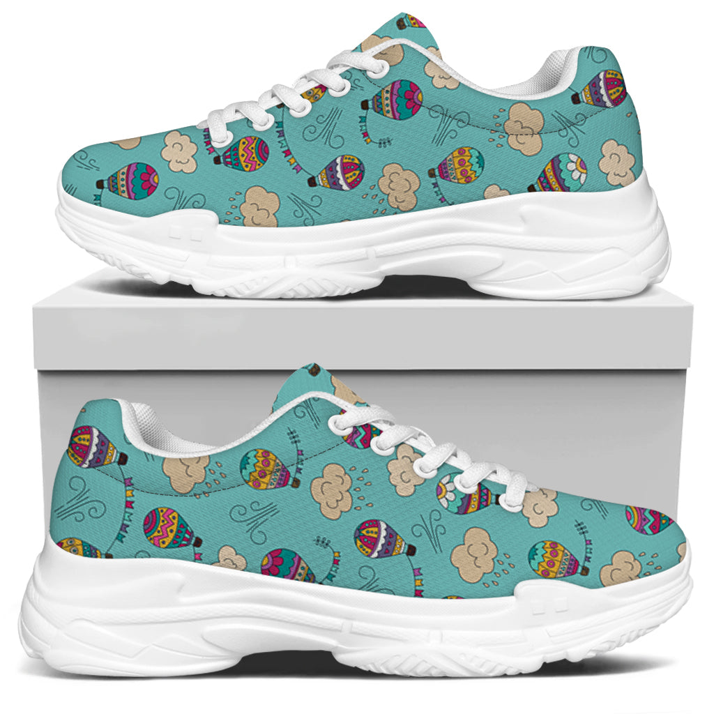 Cartoon Air Balloon Pattern Print White Chunky Shoes