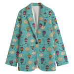 Cartoon Air Balloon Pattern Print Women's Blazer