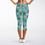 Cartoon Air Balloon Pattern Print Women's Capri Leggings