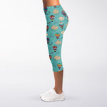 Cartoon Air Balloon Pattern Print Women's Capri Leggings