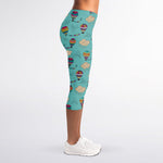 Cartoon Air Balloon Pattern Print Women's Capri Leggings