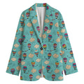 Cartoon Air Balloon Pattern Print Women's Cotton Blazer