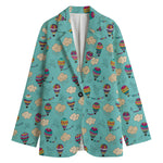 Cartoon Air Balloon Pattern Print Women's Cotton Blazer