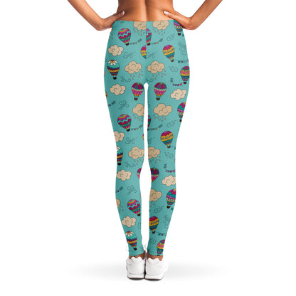 Cartoon Air Balloon Pattern Print Women's Leggings
