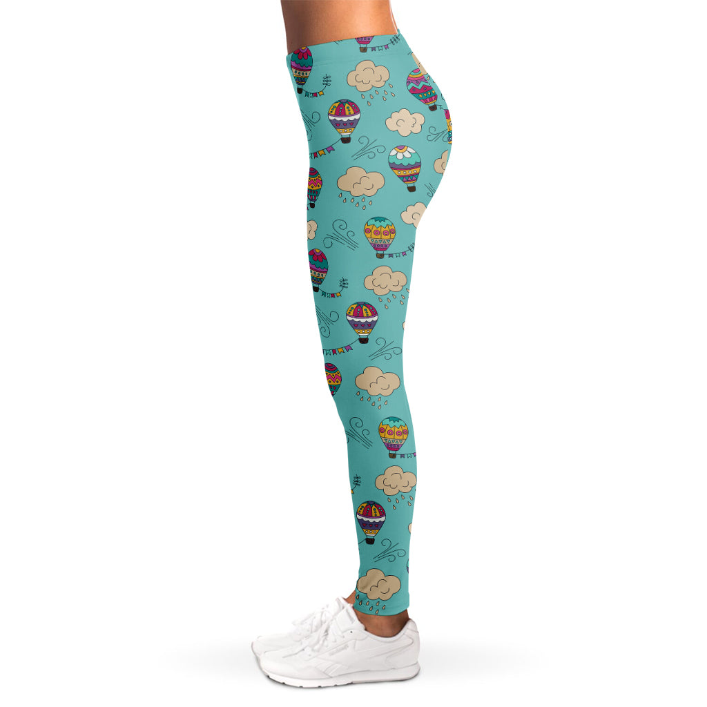 Cartoon Air Balloon Pattern Print Women's Leggings