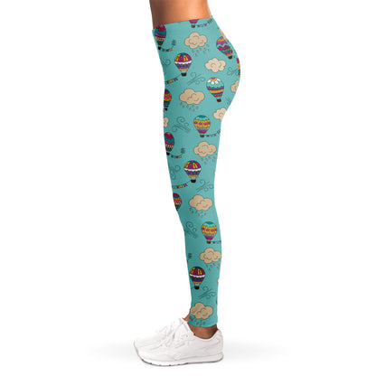 Cartoon Air Balloon Pattern Print Women's Leggings