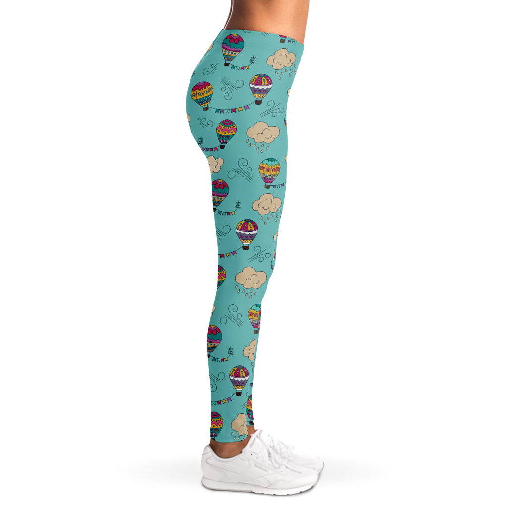 Cartoon Air Balloon Pattern Print Women's Leggings