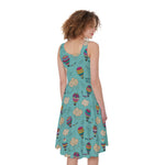 Cartoon Air Balloon Pattern Print Women's Sleeveless Dress