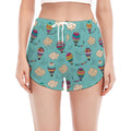 Cartoon Air Balloon Pattern Print Women's Split Running Shorts
