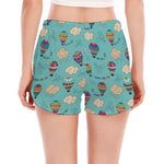 Cartoon Air Balloon Pattern Print Women's Split Running Shorts