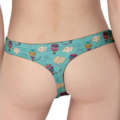 Cartoon Air Balloon Pattern Print Women's Thong