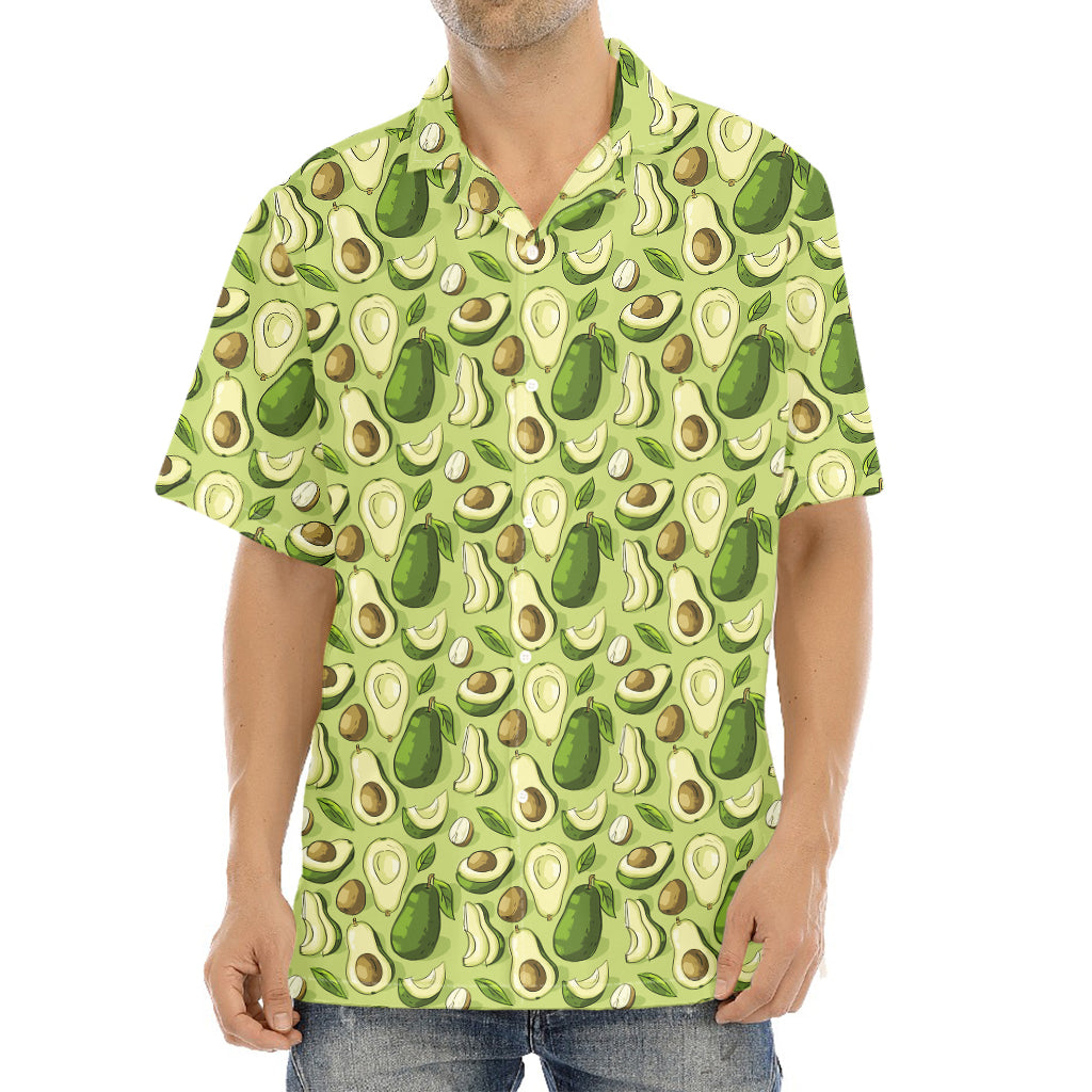 Cartoon Avocado Pattern Print Aloha Shirt