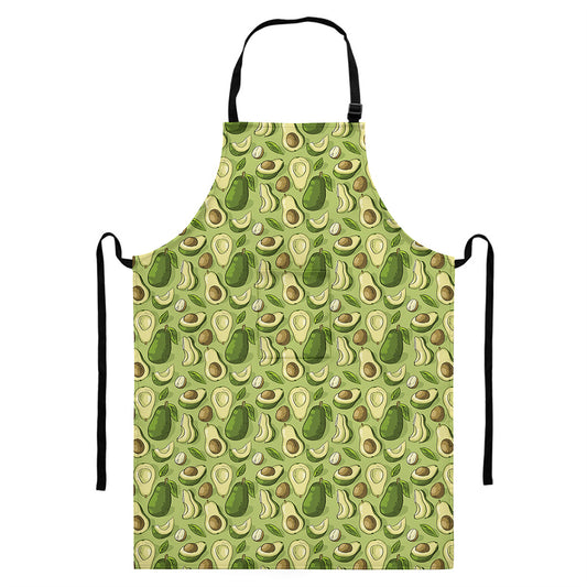 Cartoon Avocado Pattern Print Bib Apron With Pocket