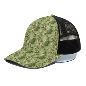 Cartoon Avocado Pattern Print Black Mesh Trucker Cap