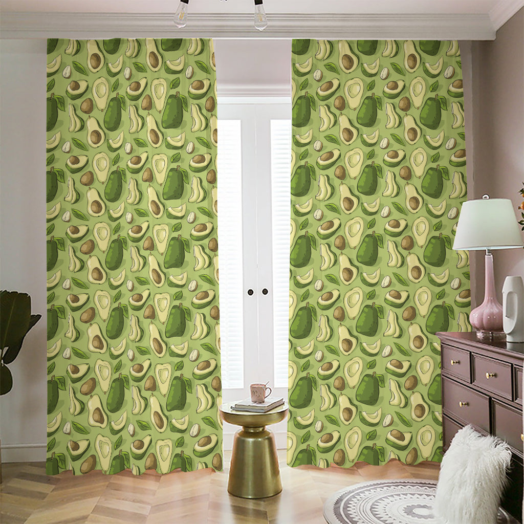 Cartoon Avocado Pattern Print Blackout Pencil Pleat Curtains