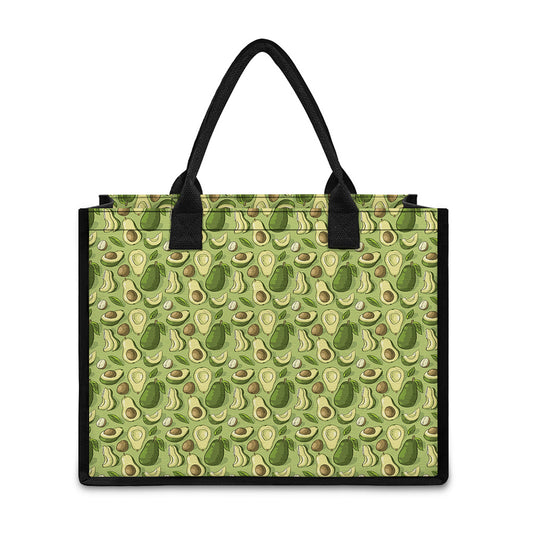 Cartoon Avocado Pattern Print Canvas Tote Bag