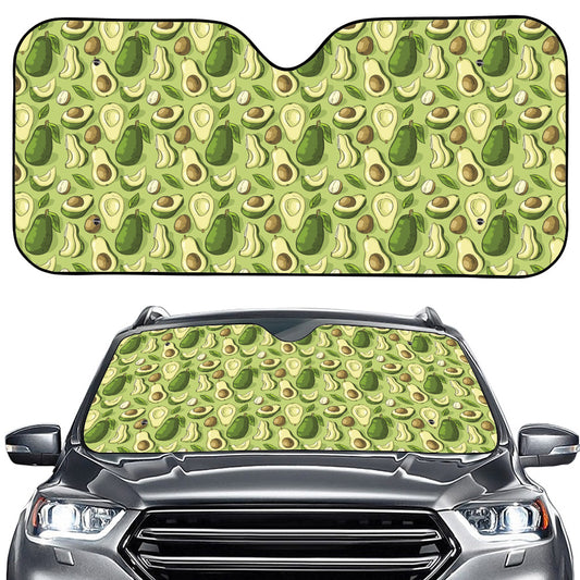 Cartoon Avocado Pattern Print Car Windshield Sun Shade