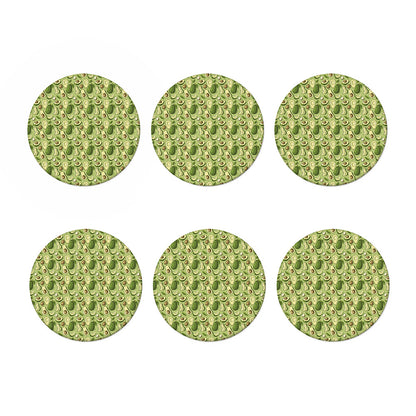 Cartoon Avocado Pattern Print Coaster Set
