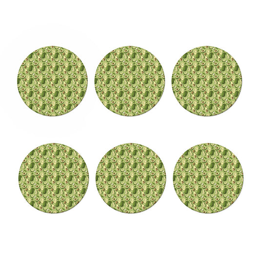 Cartoon Avocado Pattern Print Coaster Set