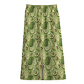 Cartoon Avocado Pattern Print Cotton Front Slit Maxi Skirt