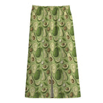 Cartoon Avocado Pattern Print Cotton Front Slit Maxi Skirt