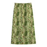 Cartoon Avocado Pattern Print Cotton Front Slit Maxi Skirt