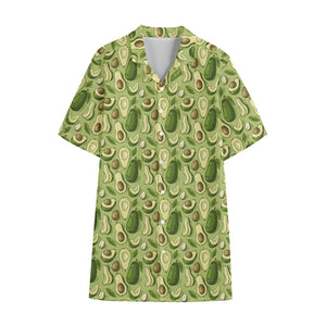 Cartoon Avocado Pattern Print Cotton Hawaiian Shirt