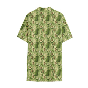 Cartoon Avocado Pattern Print Cotton Hawaiian Shirt