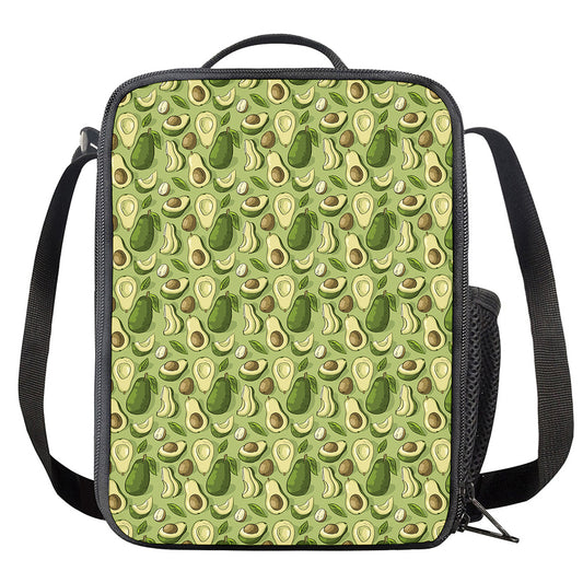 Cartoon Avocado Pattern Print Crossbody Lunch Bag