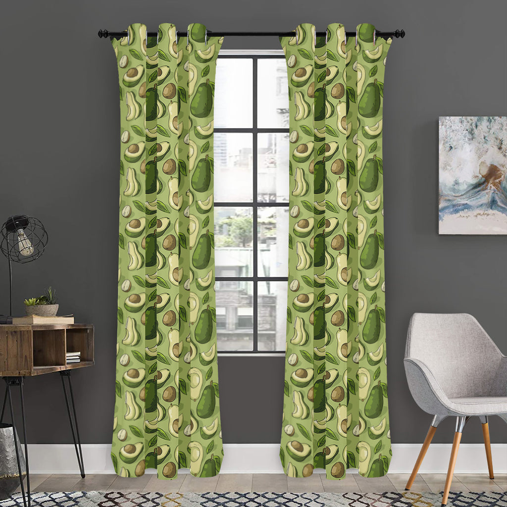 Cartoon Avocado Pattern Print Curtain