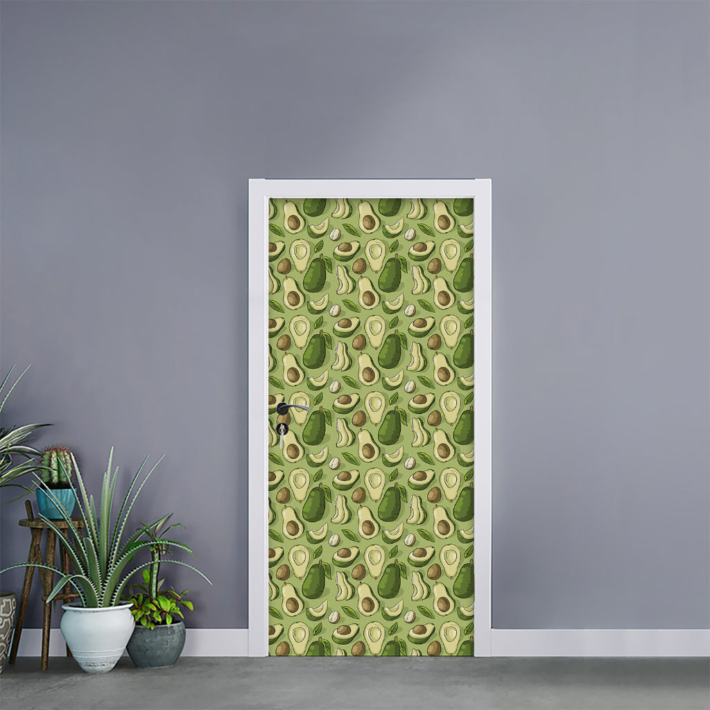 Cartoon Avocado Pattern Print Door Sticker