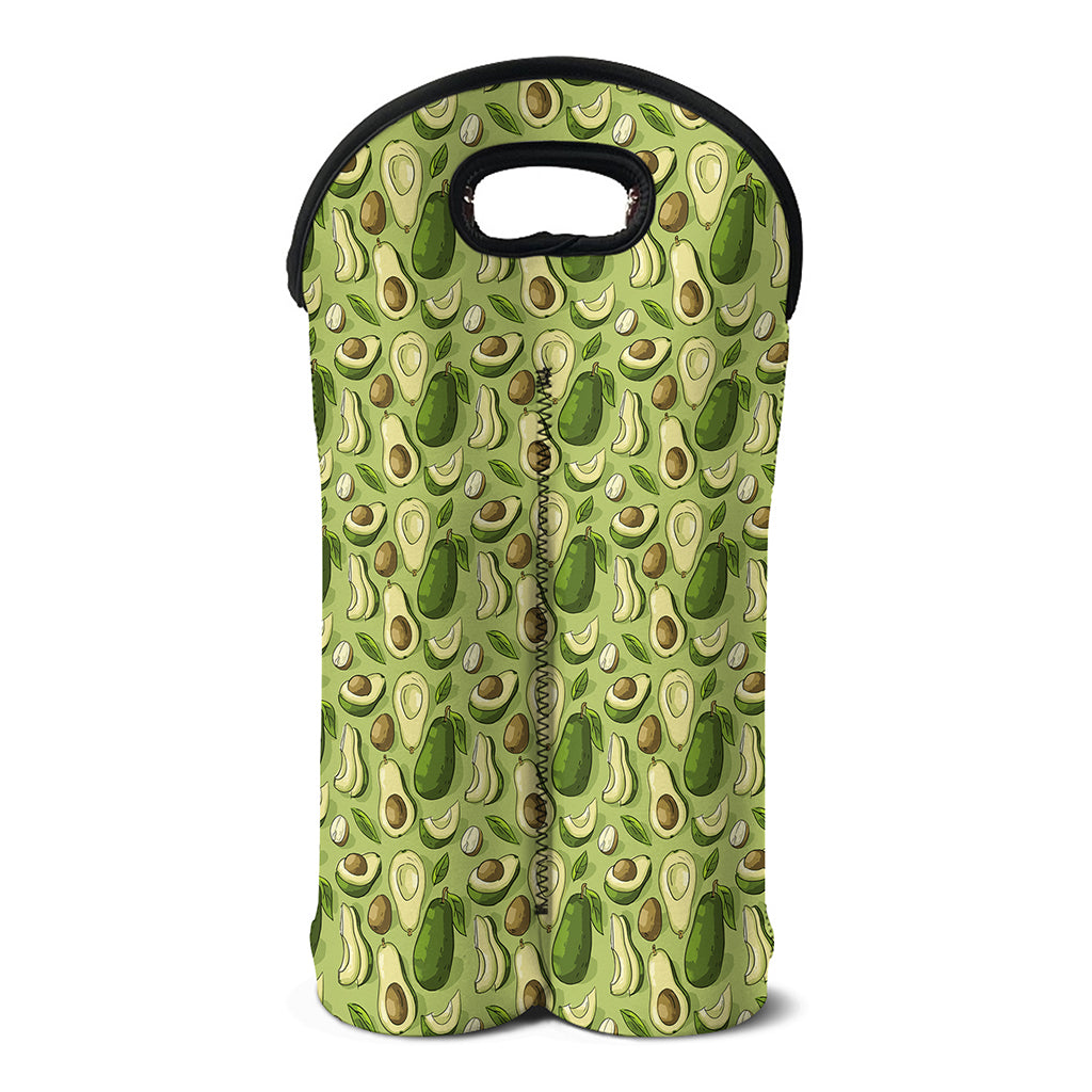 Cartoon Avocado Pattern Print Double Neoprene Wine Tote
