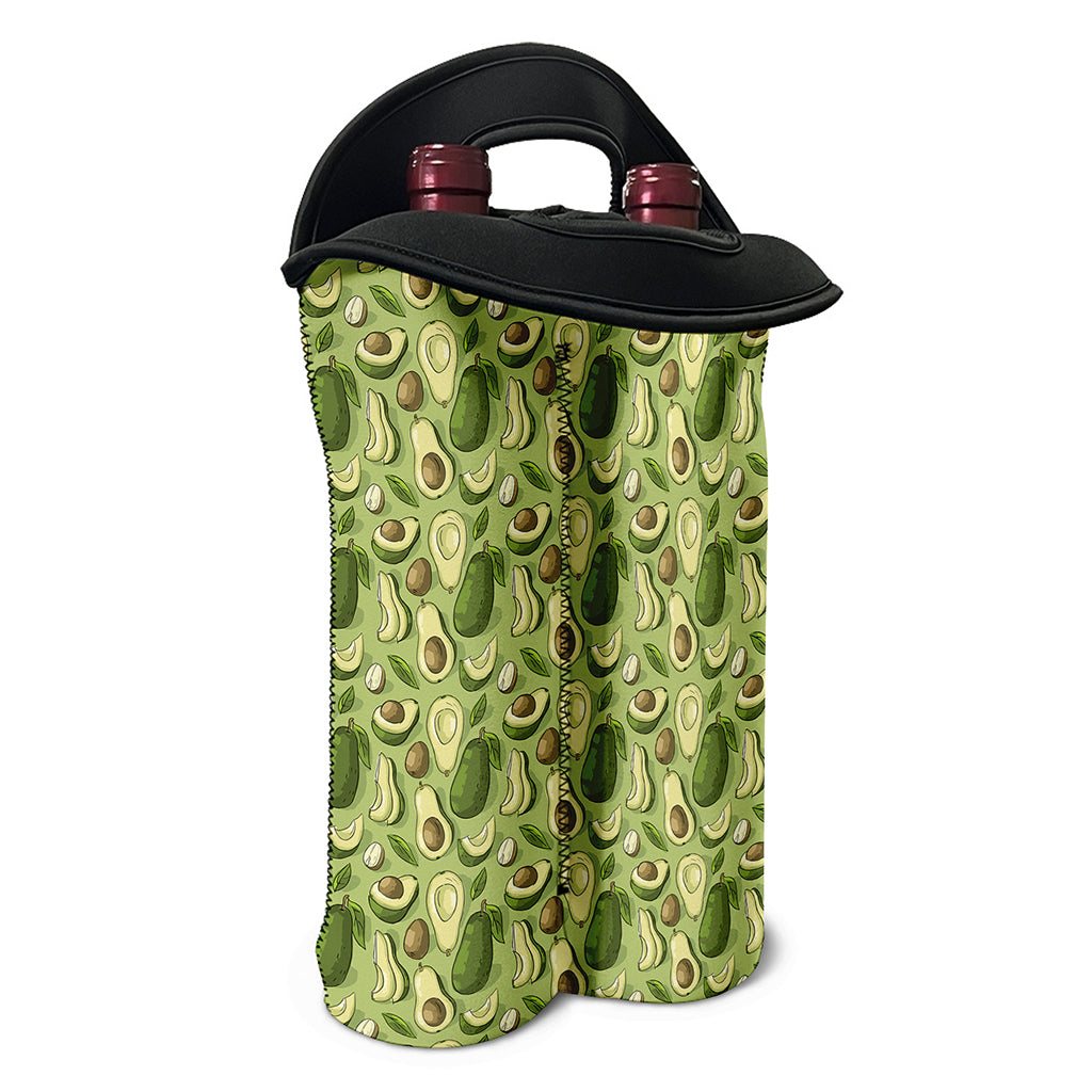 Cartoon Avocado Pattern Print Double Neoprene Wine Tote