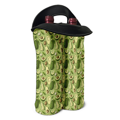 Cartoon Avocado Pattern Print Double Neoprene Wine Tote