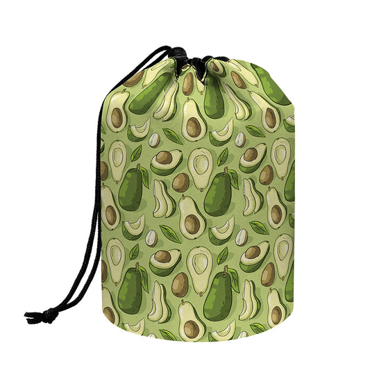 Cartoon Avocado Pattern Print Drawstring Makeup Bag