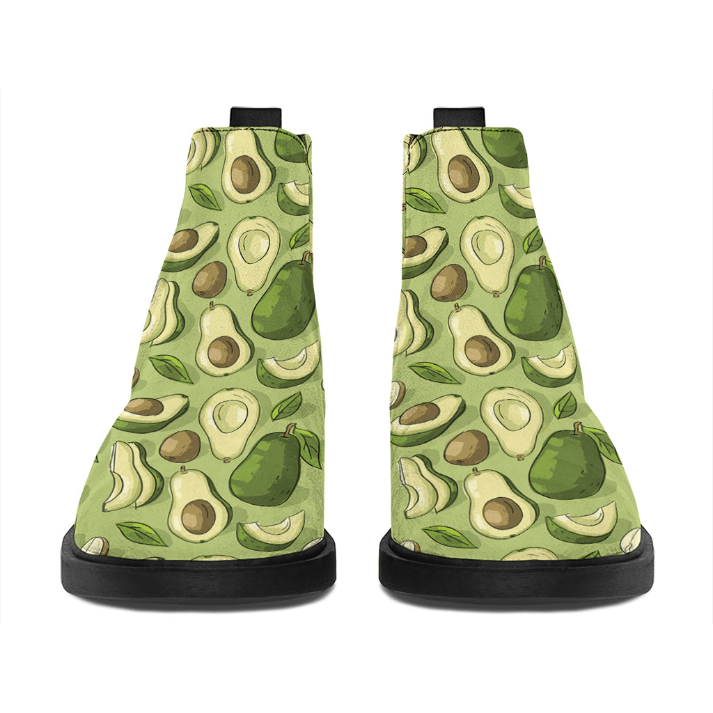 Cartoon Avocado Pattern Print Flat Ankle Boots