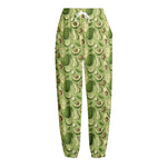 Cartoon Avocado Pattern Print Fleece Lined Knit Pants