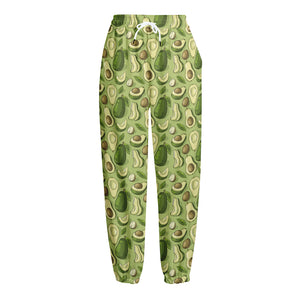 Cartoon Avocado Pattern Print Fleece Lined Knit Pants