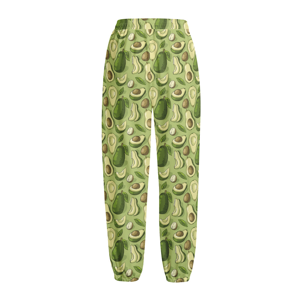 Cartoon Avocado Pattern Print Fleece Lined Knit Pants