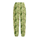 Cartoon Avocado Pattern Print Fleece Lined Knit Pants